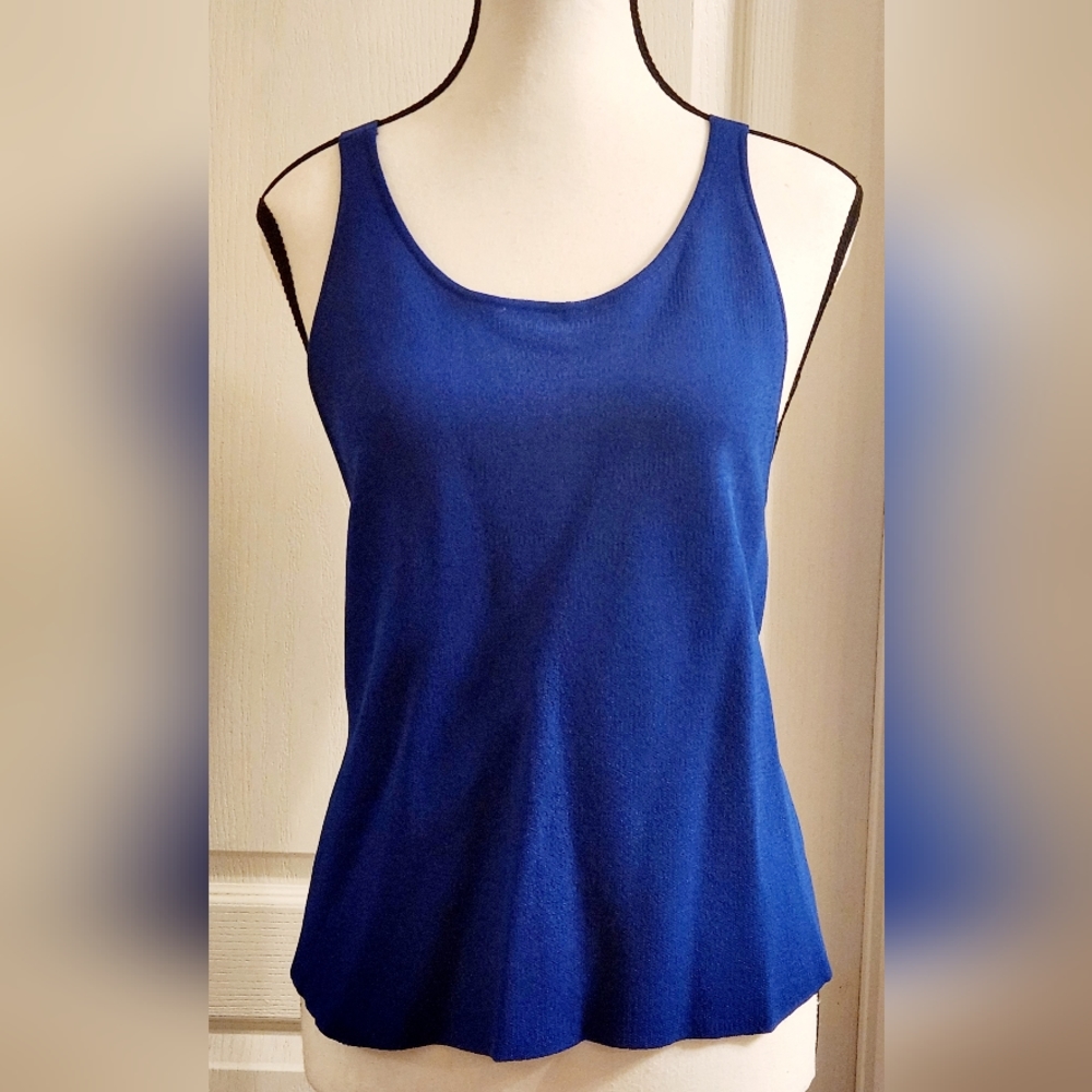 RACHEL ROY sleeveless open back knitted tank sz L in Blue. NEW WITH TAGS